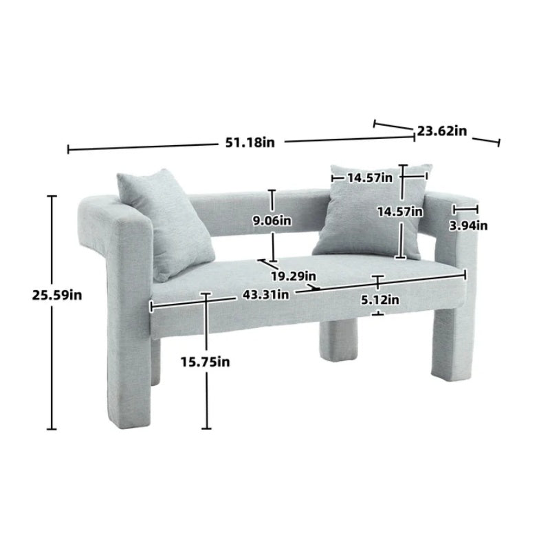 Modern Chenille Loveseat Sofa, Comfy Upholstered 2-Seater Sofa, Mint Green, Chenille, 51.18'' H x 23.62'' W x 25.59'' D-海智集-Default-