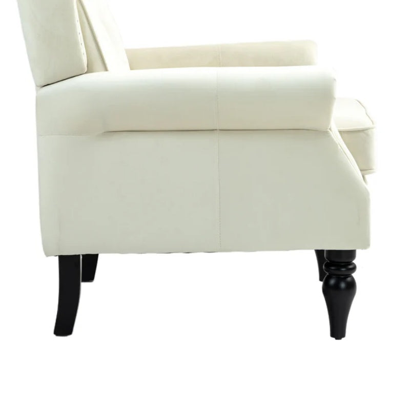 COOLMORE Wood Frame Armchair, Modern Accent Chair Lounge Chair with Sturdy Wood Legs for Living Room Bedroom (Beige)-海智集-Default-