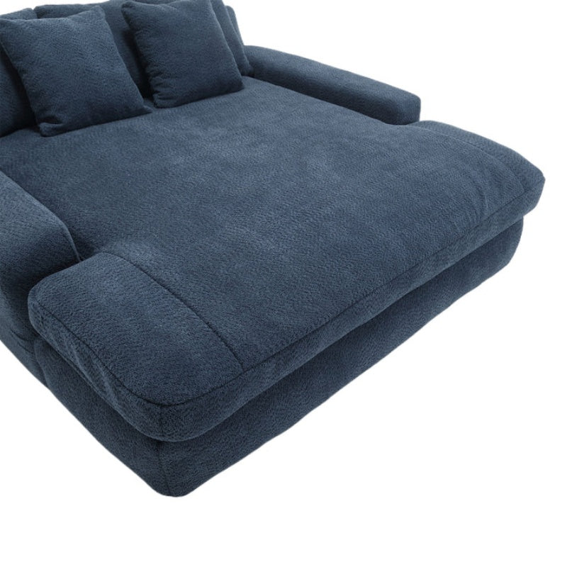 COOLMORE Chenille 2-seater lazy sofa With 5 back pillows,Comfy Sofa- Deep Seat Couch for Living Room,Club (Navy)-海智集-Default-