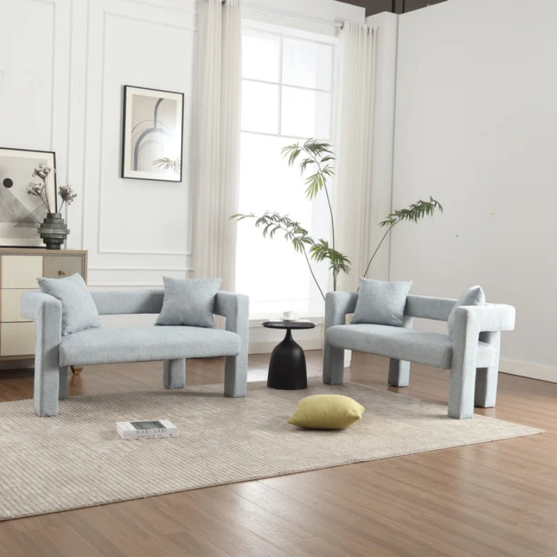 Modern Chenille Loveseat Sofa, Comfy Upholstered 2-Seater Sofa, Mint Green, Chenille, 51.18'' H x 23.62'' W x 25.59'' D-海智集-Default-
