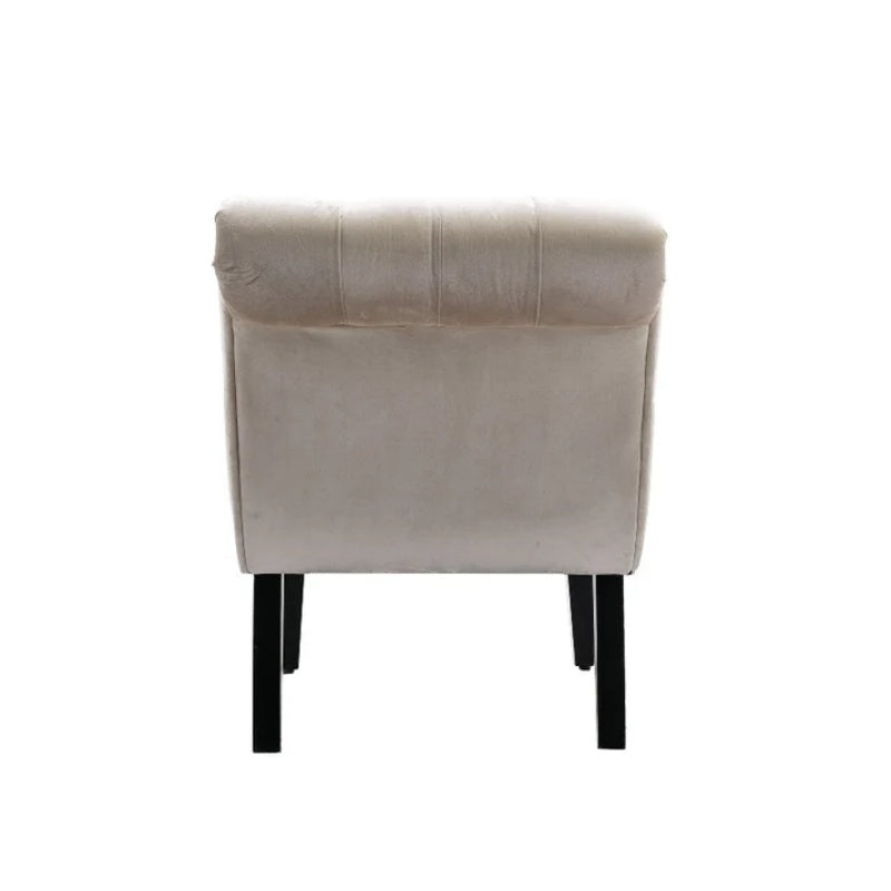 COOLMORE Modern Velvet Armless Accent Living Room Chair / Leisure Chair,Upholstered Fabric Button Comfortable Chair with Wooden Legs for Bedroom, Living Room, Office (Beige Velvet)-海智集-Default-