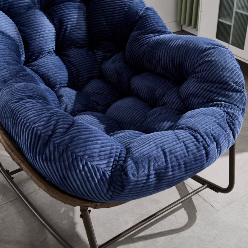 Outdoor Rattan Rocking Chair,Padded Cushion Rocker Recliner Chair Outdoor for Front Porch, Living Room, Patio, Garden, Navy blue-海智集-Default-