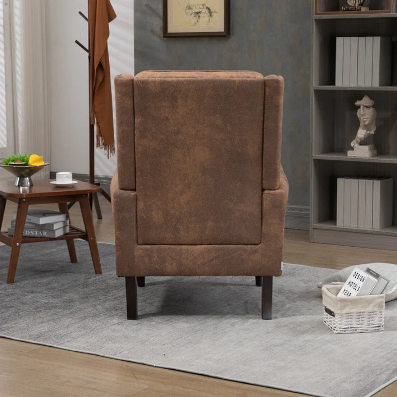 Modern Coffee Wood Frame Armchair with Sturdy Wood Legs and Microsuede Upholstery for Living Room-海智集-Default-