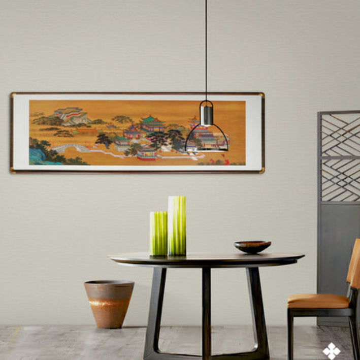 New Chinese Style Flower&Bird Painting - Silk Scroll Wall Art with Black Frame, Oriental Home Decoration-海智集-