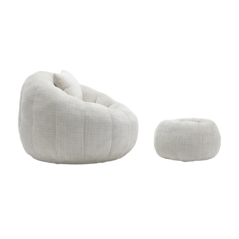COOLMORE Modern Extra Large Round Bean Bag Chair with Footrest for Living Room, Chenille Fabric Lazy Sofa with Pillow for Adults, Teenagers,Child, Suitable for Bedroom, Dormitory, Study Room-海智集-Default-