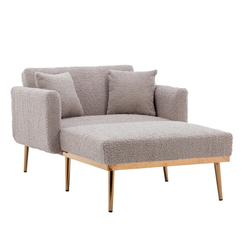 COOLMORE fashionable and classic style chaise lounge chair / accent chair for Living Room, bedroom (Grey Teddy)-海智集-Default-