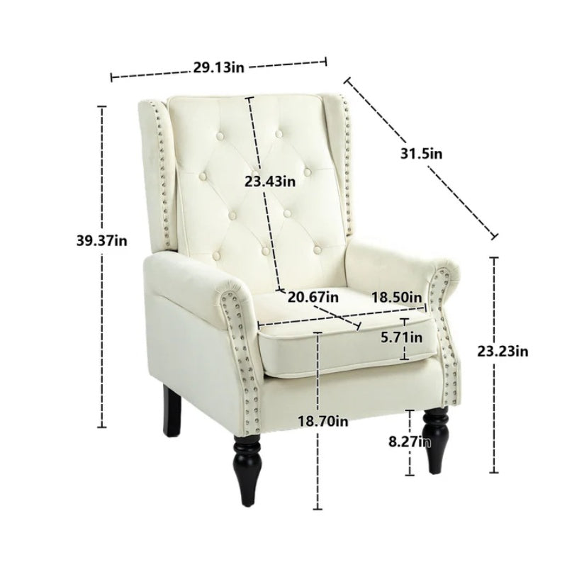 COOLMORE Wood Frame Armchair, Modern Accent Chair Lounge Chair with Sturdy Wood Legs for Living Room Bedroom (Beige)-海智集-Default-