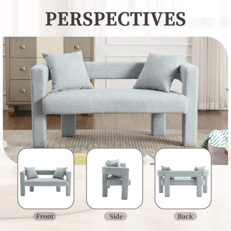 Modern Chenille Loveseat Sofa, Comfy Upholstered 2-Seater Sofa, Mint Green, Chenille, 51.18'' H x 23.62'' W x 25.59'' D-海智集-Default-