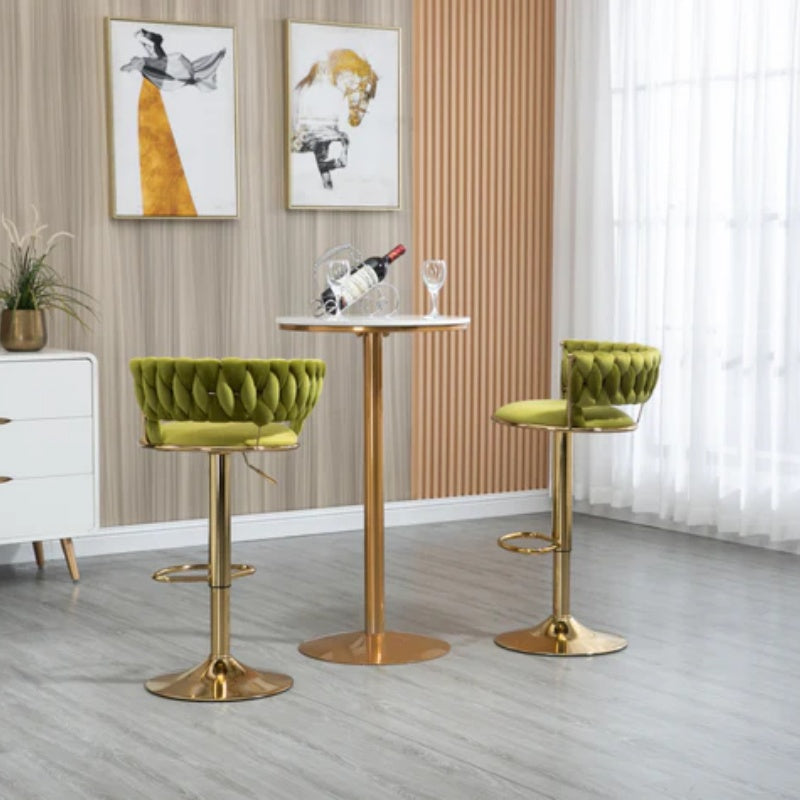 COOLMORE Swivel Bar Stools Set of 2 Adjustable Counter Height Chairs with Footrest for Kitchen, Dining Room 2PC/SET-海智集-Default-