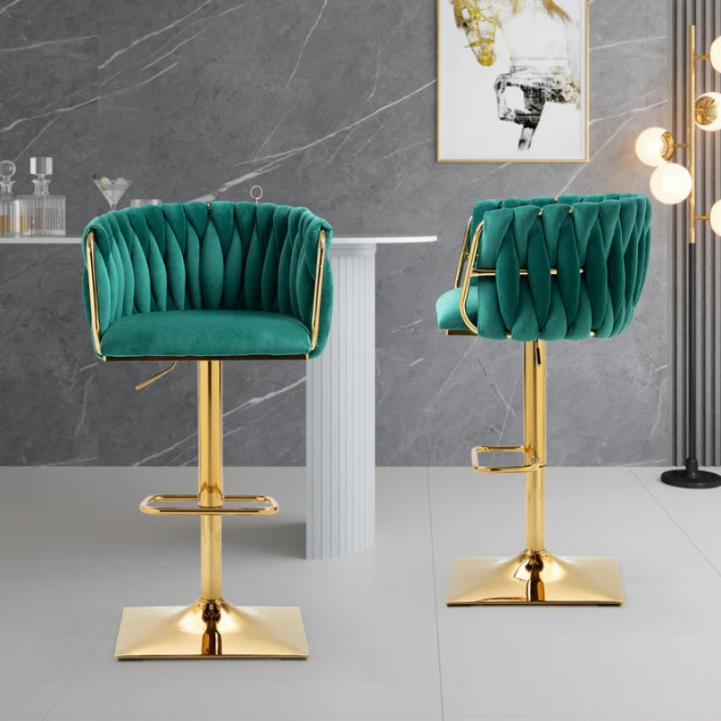 COOLMORE Vintage Bar Stools with Back and Footrest Counter Height Dining Chairs 2PC/SET-海智集-Default-
