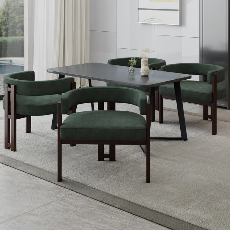 Modern Accent Chair Teddy Upholstered Armchair with Open Back 3 Legs Barrel Dining Chair Comfy Side Chair Set of 2 Emerald-海智集-Default-