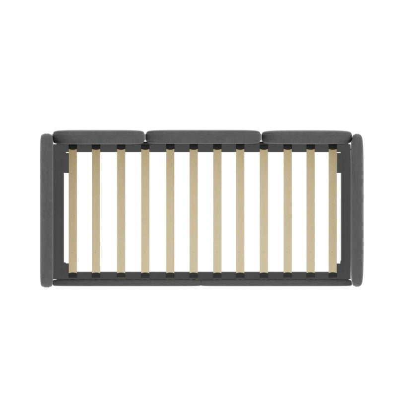 Modern Twin Size Velvet Upholstered Daybed with Additional Bed Frame, Dark Gray, Solid Wood Structure-海智集-Default-