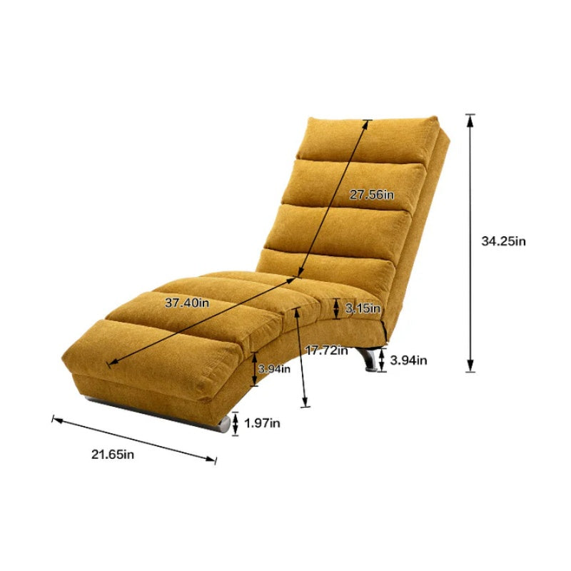 Ergonomic Linen Massage Chaise Lounge with Remote Control, Mustard Color, 5 Modes for Office, Living Room, Bedroom-海智集-Default-
