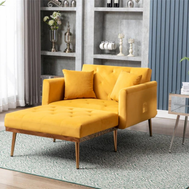 COOLMORE fashionable and classic style chaise lounge chair / accent chair for Living Room, bedroom (Mango Velvet)-海智集-Default-