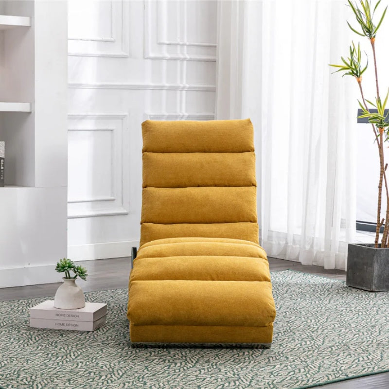Ergonomic Linen Massage Chaise Lounge with Remote Control, Mustard Color, 5 Modes for Office, Living Room, Bedroom-海智集-Default-