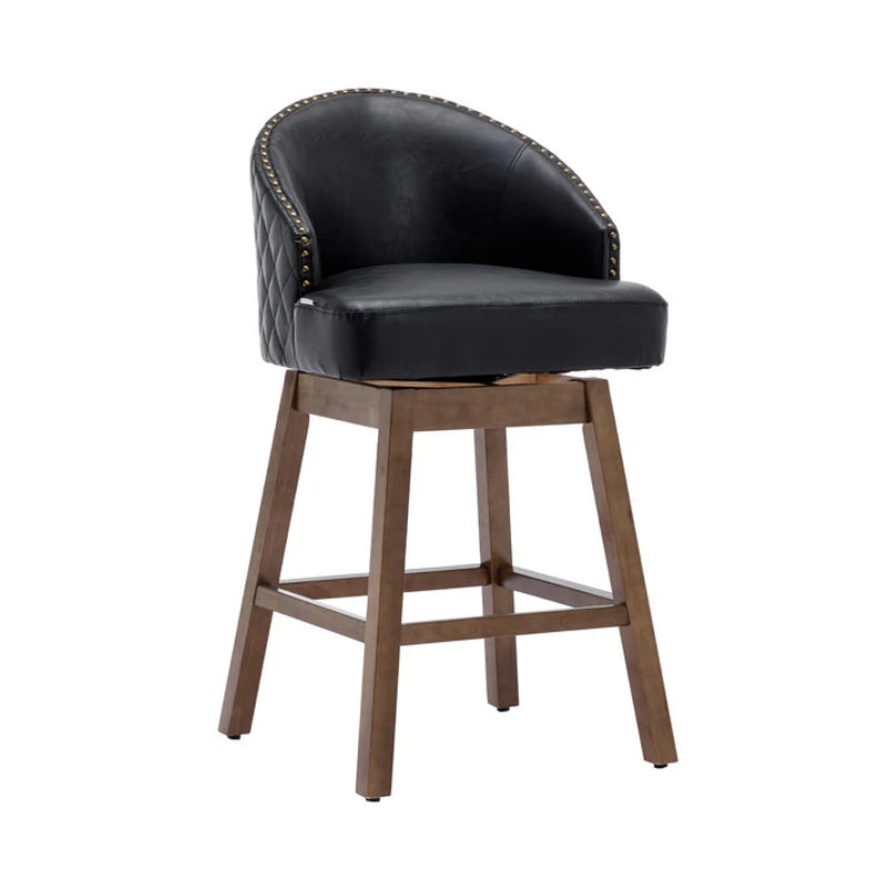 COOLMORE Bar Stools Set of 2 Counter Height Chairs with Footrest for Kitchen, Dining Room And 360 Degree Swivel-海智集-Default-