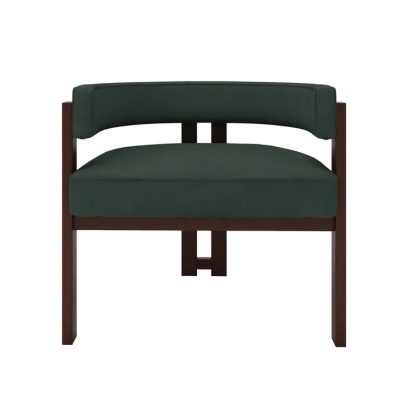 Modern Accent Chair Teddy Upholstered Armchair with Open Back 3 Legs Barrel Dining Chair Comfy Side Chair Set of 2 Emerald-海智集-Default-