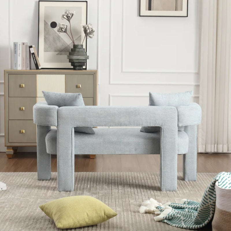 Modern Chenille Loveseat Sofa, Comfy Upholstered 2-Seater Sofa, Mint Green, Chenille, 51.18'' H x 23.62'' W x 25.59'' D-海智集-Default-