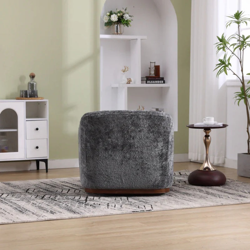 Comfy Round Accent Sofa Chair 360 Degree Swivel Barrel Club Chair, Gray Chenille Upholstery, 31.5 for Living Room, Nursery, Office-海智集-Default-