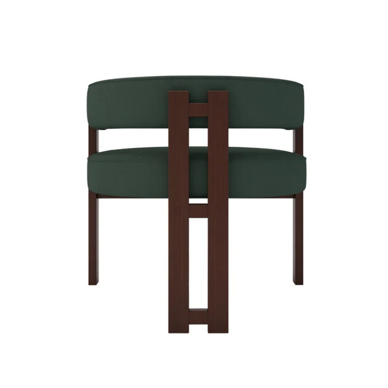 Modern Accent Chair Teddy Upholstered Armchair with Open Back 3 Legs Barrel Dining Chair Comfy Side Chair Set of 2 Emerald-海智集-Default-