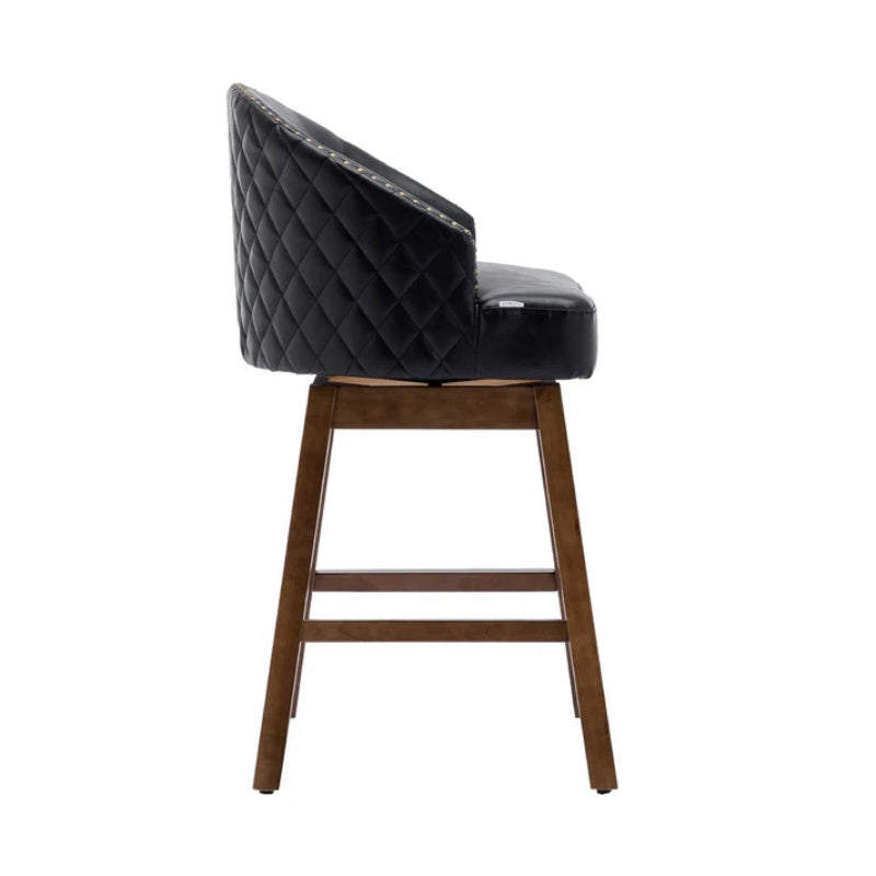 COOLMORE Bar Stools Set of 2 Counter Height Chairs with Footrest for Kitchen, Dining Room And 360 Degree Swivel-海智集-Default-