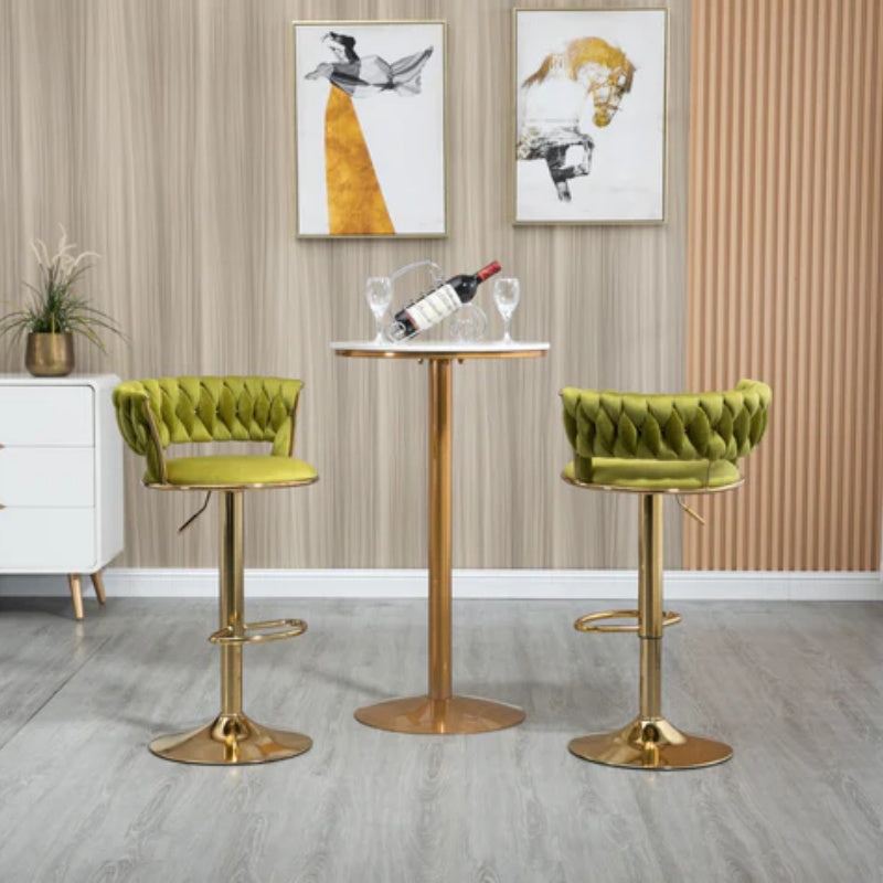COOLMORE Swivel Bar Stools Set of 2 Adjustable Counter Height Chairs with Footrest for Kitchen, Dining Room 2PC/SET-海智集-Default-