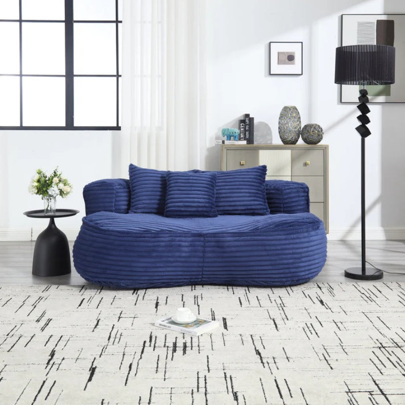 Bean Bag Sofa Lazy Sofa Durable Comfort Lounger High Back Chair for Adults and Kids, Indoor & Outdoor, Navy Corduroy-海智集-Default-