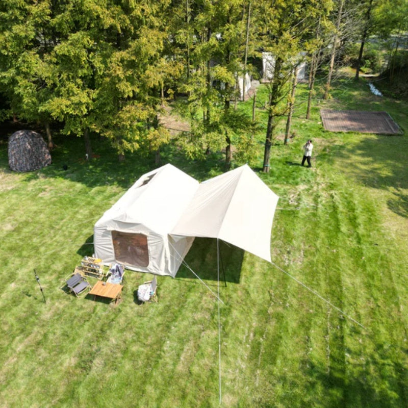 9.8 x13ft with canopy, Inflatable Camping Tents with Hand Pump, Air Glamping Tents, Easy Setup Waterproof and Windproof Blow up Tent Beige-海智集-Default-