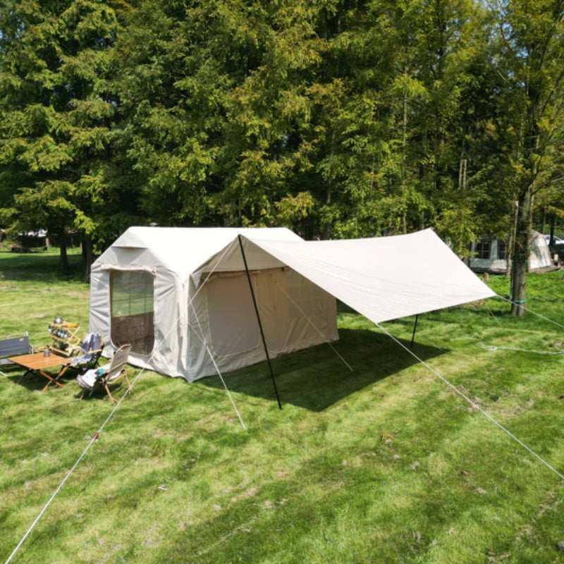 9.8 x13ft with canopy, Inflatable Camping Tents with Hand Pump, Air Glamping Tents, Easy Setup Waterproof and Windproof Blow up Tent Beige-海智集-Default-