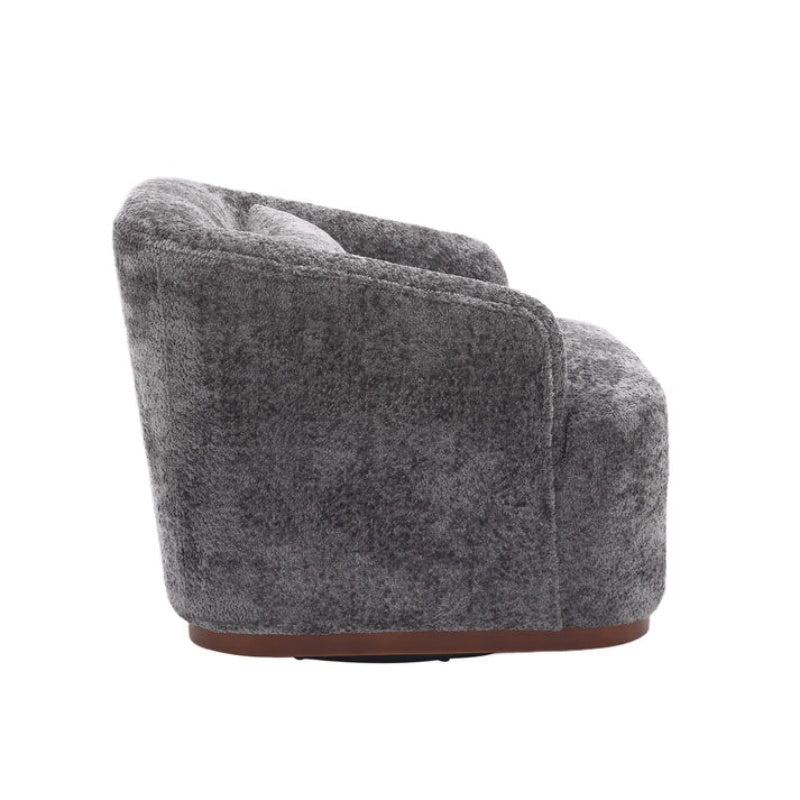 Comfy Round Accent Sofa Chair 360 Degree Swivel Barrel Club Chair, Gray Chenille Upholstery, 31.5 for Living Room, Nursery, Office-海智集-Default-