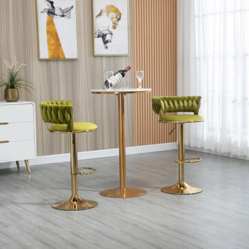 COOLMORE Swivel Bar Stools Set of 2 Adjustable Counter Height Chairs with Footrest for Kitchen, Dining Room 2PC/SET-海智集-Default-