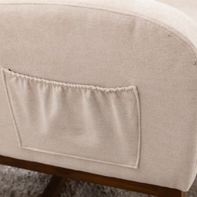 COOLMORE Rocking Chair, Modern Glider Chair, Recliner Armchair with Wood Legs and Side Pocket, Nursery Rocking Accent Chair with High Back for Living Room Bedroom (Beige linen)-海智集-Default-