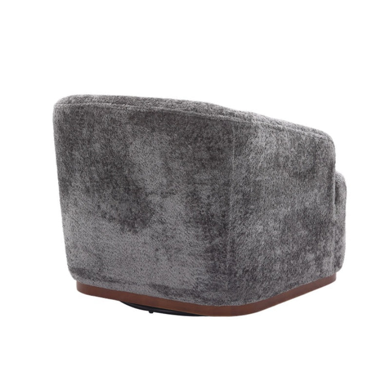 Comfy Round Accent Sofa Chair 360 Degree Swivel Barrel Club Chair, Gray Chenille Upholstery, 31.5 for Living Room, Nursery, Office-海智集-Default-
