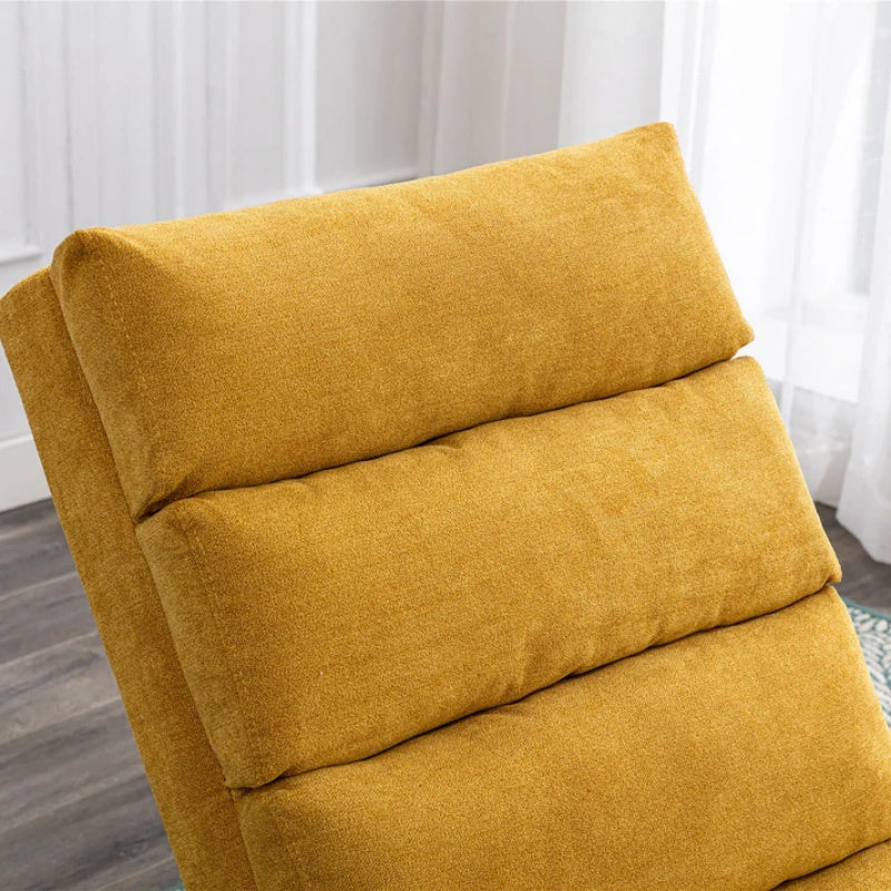 Ergonomic Linen Massage Chaise Lounge with Remote Control, Mustard Color, 5 Modes for Office, Living Room, Bedroom-海智集-Default-