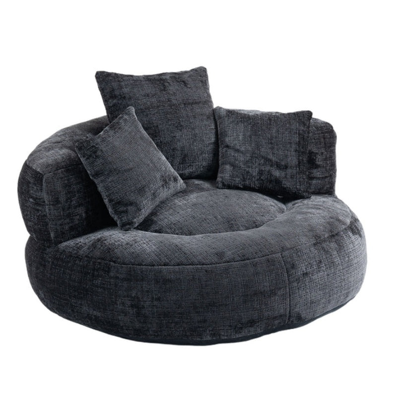 Lazy Sofa Durable Comfort Lounger High Back Bean Bag Chair Couch with Three Pillows, Black Chenille, 42.52 x 42.52 x 20.47 inches-海智集-Default-