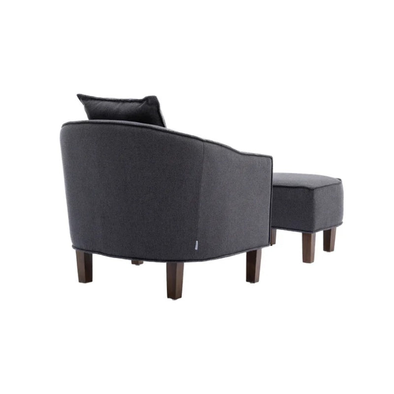 COOLMORE Accent Chair with Ottoman, Mid Century Modern Barrel Chair Upholstered Club Tub Round Arms Chair for Living Room-海智集-Default-