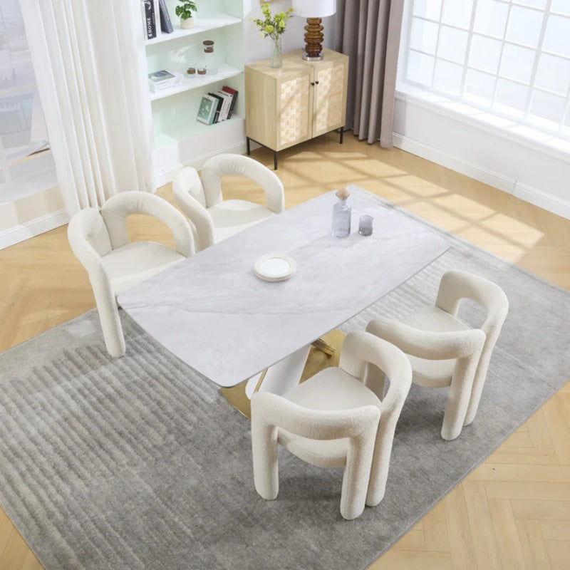 COOLMORE Contemporary Designed Velvet Fabric Upholstered Accent/Dining Chair Beige Teddy Armchair Set of 2-海智集-Default-