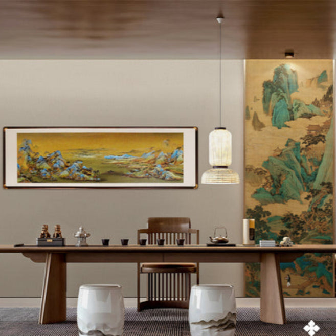 New Chinese Style Flower&Bird Painting - Silk Scroll Wall Art with Black Frame, Oriental Home Decoration-海智集-