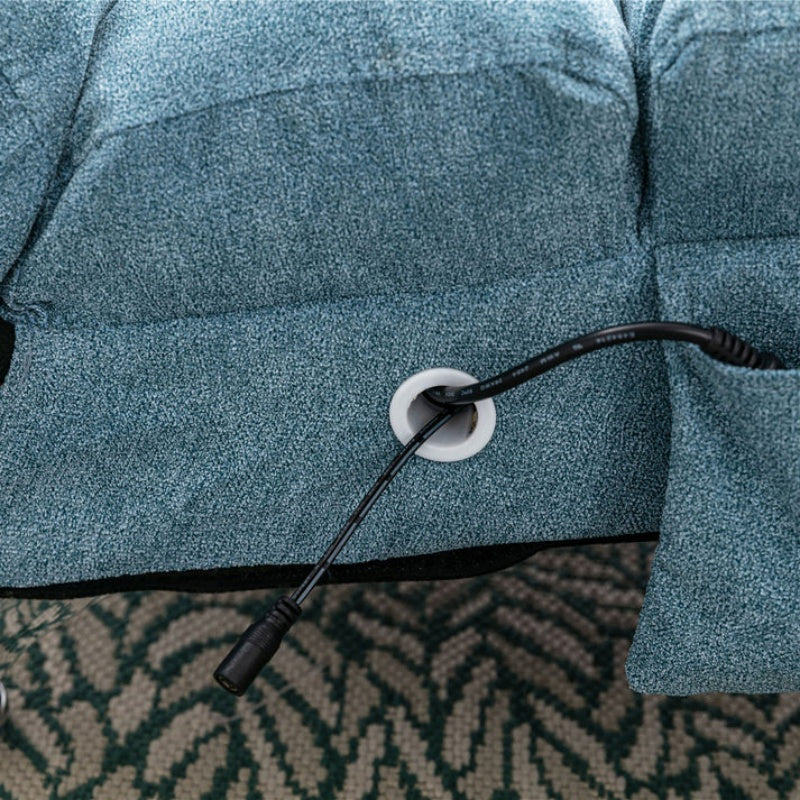 Ergonomic Linen Massage Chaise Lounge with Remote Control, 5 Modes, Blue, 21.65 x 58.27 x 34.25 inches-海智集-Default-