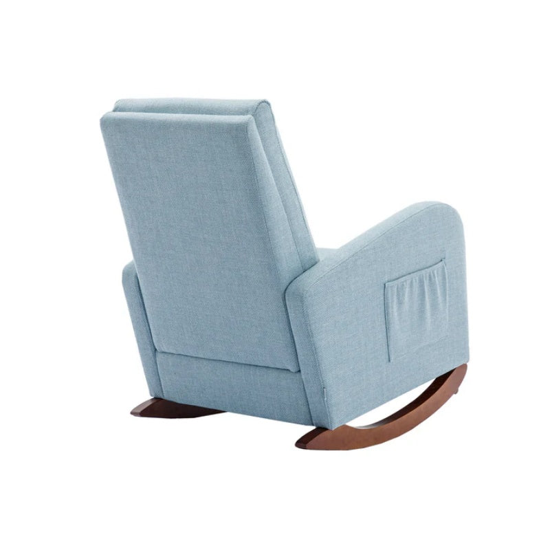 High Back Rocking Chair Nursery Chair .Comfortable Rocker Fabric Padded Seat .Modern High Back Armchair-海智集-Default-