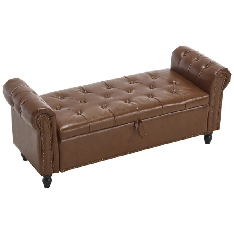 Coolmore Storage Ottoman 55.12 Inches Upholstered Fabric Storage Ottoman Bench,Button Tufted Ottoman with Storage for Living Room,Bedroom End of Bed Bench Withstands 275lbs-海智集-Default-