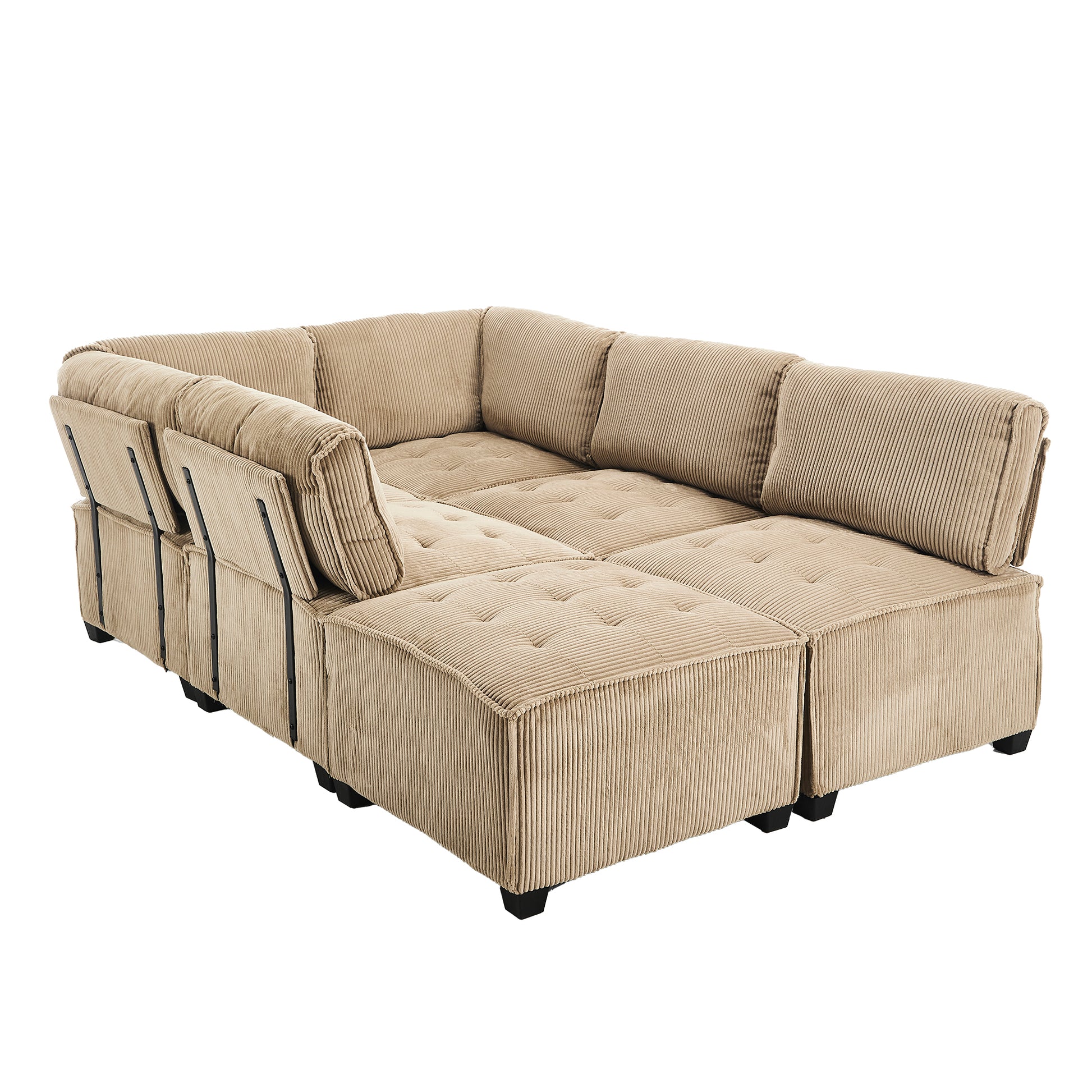 UNITED WE WIN Modular Sectional Sofa U Shaped Modular Couch with Reversible Chaise Modular Sofa Sectional Couch,6- Seat Convertible Sofa,Fit for Living Room-海智集-Default-