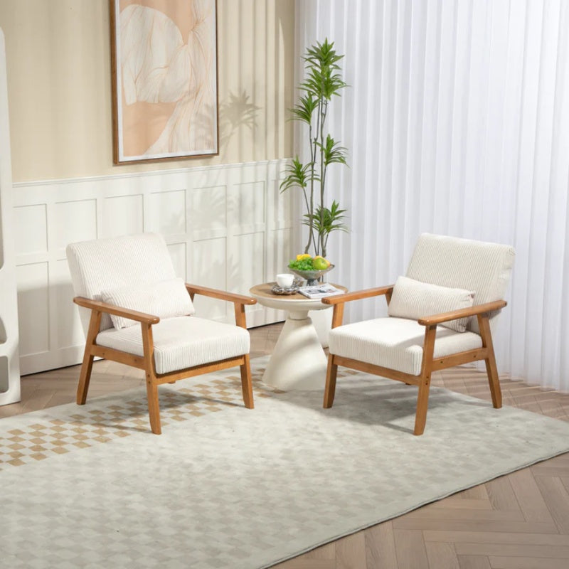 Leisure Chair with Solid Wood Armrest and Feet, Leisure chair, wood frame, velvet, solid rubber wood legs, Mid-Century Modern Accent chair, for Living Room Bedroom Studio chair,Two packs-海智集-Default-