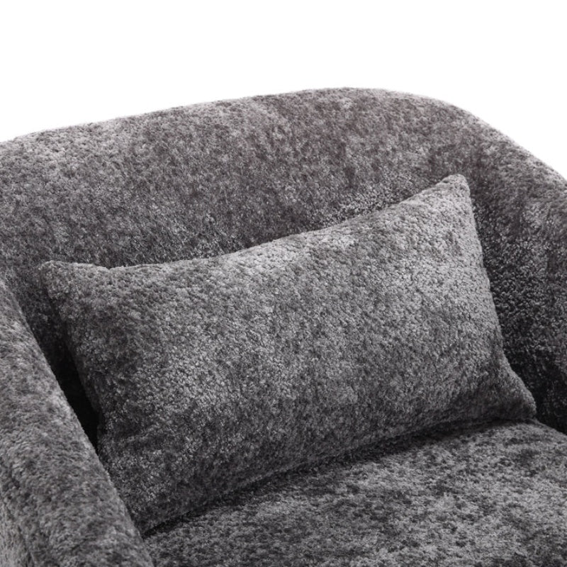 Comfy Round Accent Sofa Chair 360 Degree Swivel Barrel Club Chair, Gray Chenille Upholstery, 31.5 for Living Room, Nursery, Office-海智集-Default-