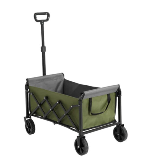 Lightweight Portable Heavy Duty Folding Beach Wagons with Wheels - Outdoor Utility Carts for Grocery, Camping, Shopping, Sports, Garden with Large Capacity -Army green-海智集-Default-