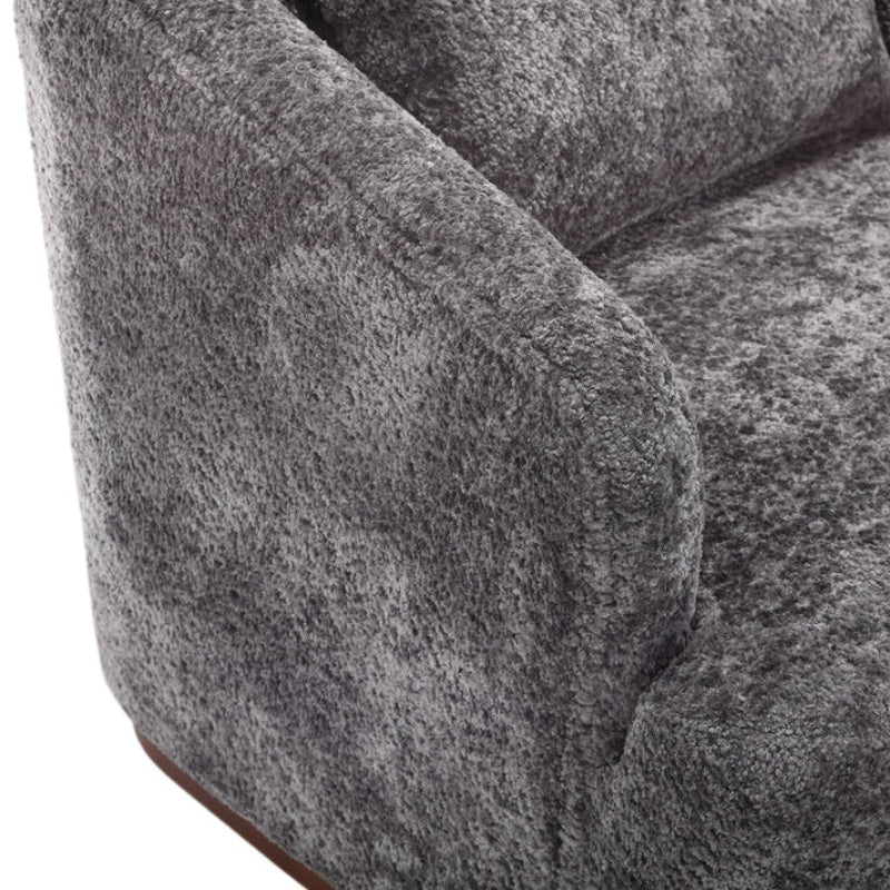 Comfy Round Accent Sofa Chair 360 Degree Swivel Barrel Club Chair, Gray Chenille Upholstery, 31.5 for Living Room, Nursery, Office-海智集-Default-