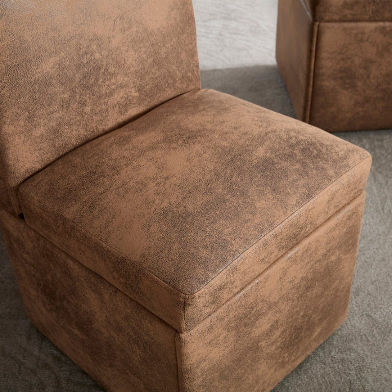 COOLMORE 360 Degree Swivel Upholstered Dining Chairs Set of 2 Swivel Dining Room Chairs Kitchen Chairs Casters & Storage Comfy Modern Rolling Chair for Living Room Fabric Armless Chair-海智集-Default-
