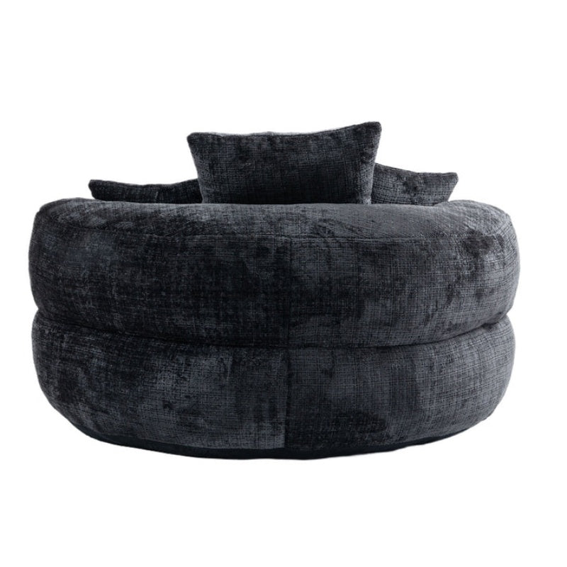 Lazy Sofa Durable Comfort Lounger High Back Bean Bag Chair Couch with Three Pillows, Black Chenille, 42.52 x 42.52 x 20.47 inches-海智集-Default-