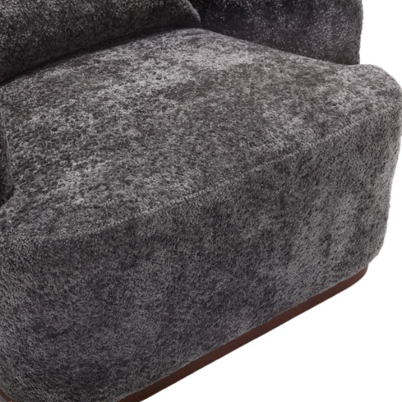 Comfy Round Accent Sofa Chair 360 Degree Swivel Barrel Club Chair, Gray Chenille Upholstery, 31.5 for Living Room, Nursery, Office-海智集-Default-
