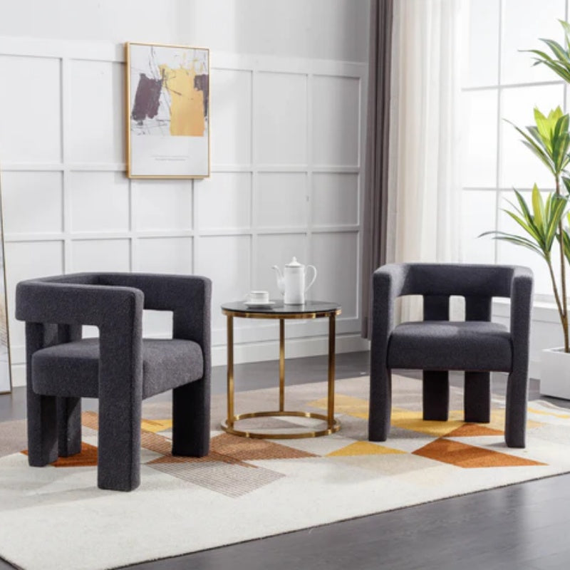 COOLMORE Contemporary Designed Fabric Upholstered Accent/Dining Chair /Barrel Side Chairs Kitchen Armchair for Living Room 2PC/SET-海智集-Default-